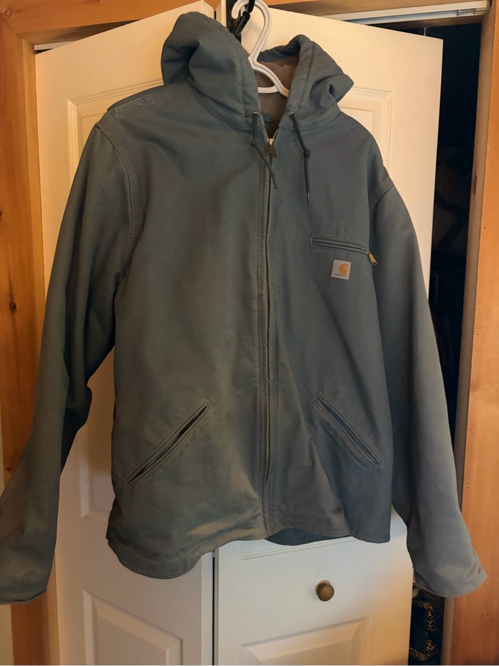 Carhartt Hooded Bomber Jacket in Slate Blue-Green